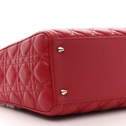 Christian Dior Lambskin Cannage Medium Lady Dior Red 9 of 10