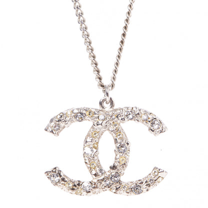 Chanel Crystal CC Pendant Necklace Silver 6 of 7