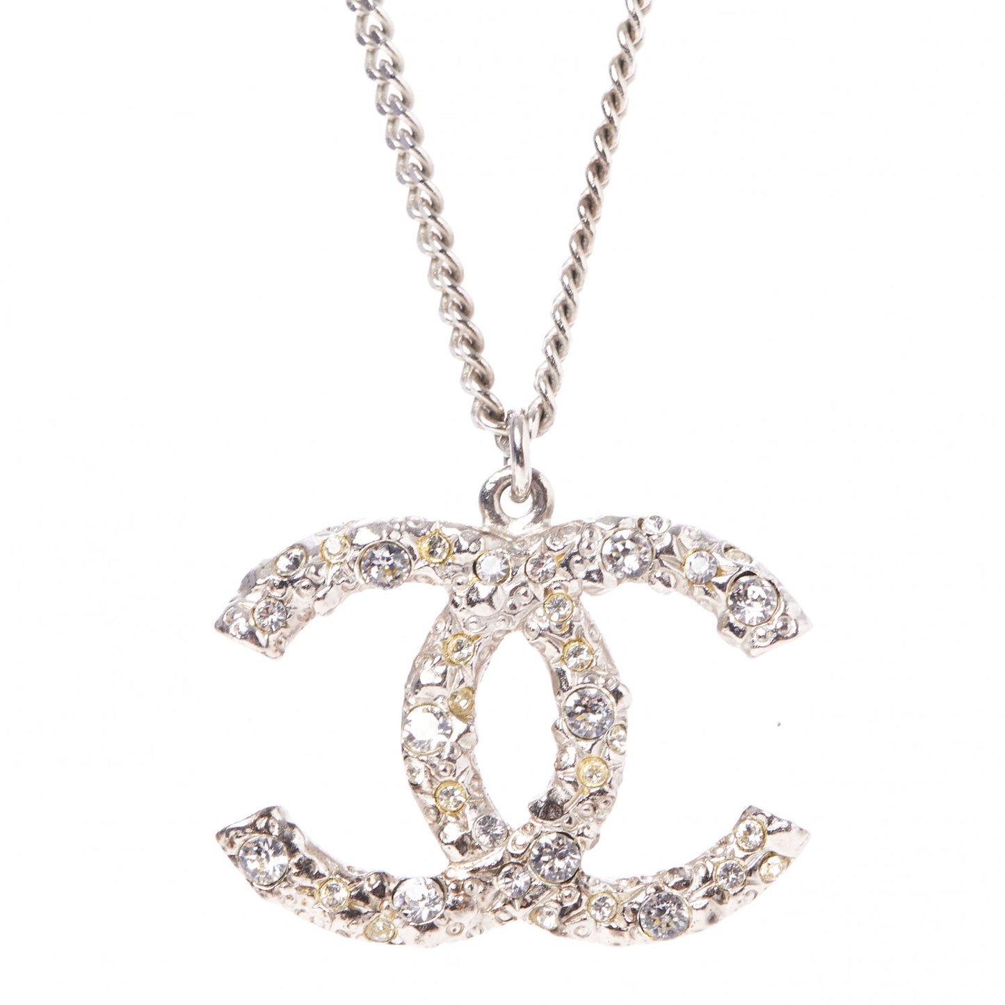 Crystal CC Pendant Necklace Silver