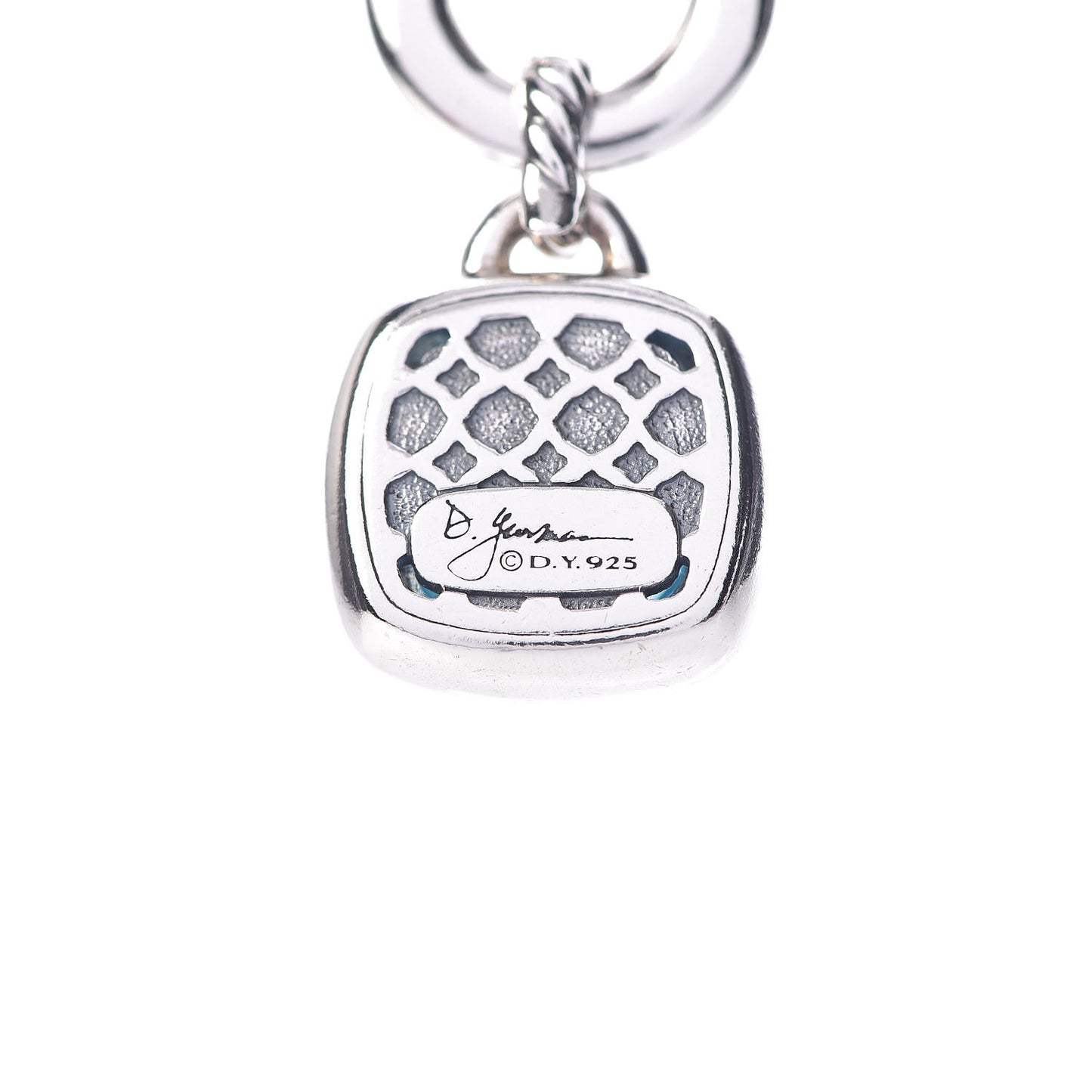 Sterling Silver Diamond Blue Topaz 14mm Albion Double Wheat Chain Pendant Necklace