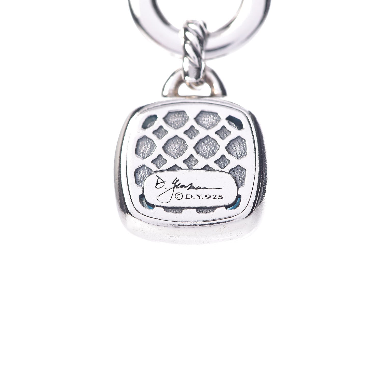David Yurman Sterling Silver Diamond Blue Topaz 14mm Albion Double Wheat Chain Pendant Necklace 5 of 7
