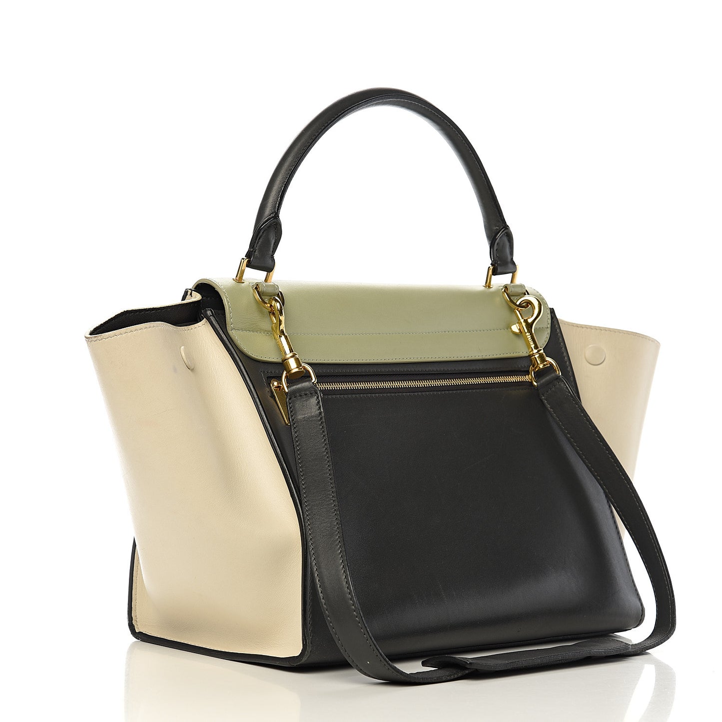 Smooth Calfskin Medium Tri-Color Trapeze Pistachio
