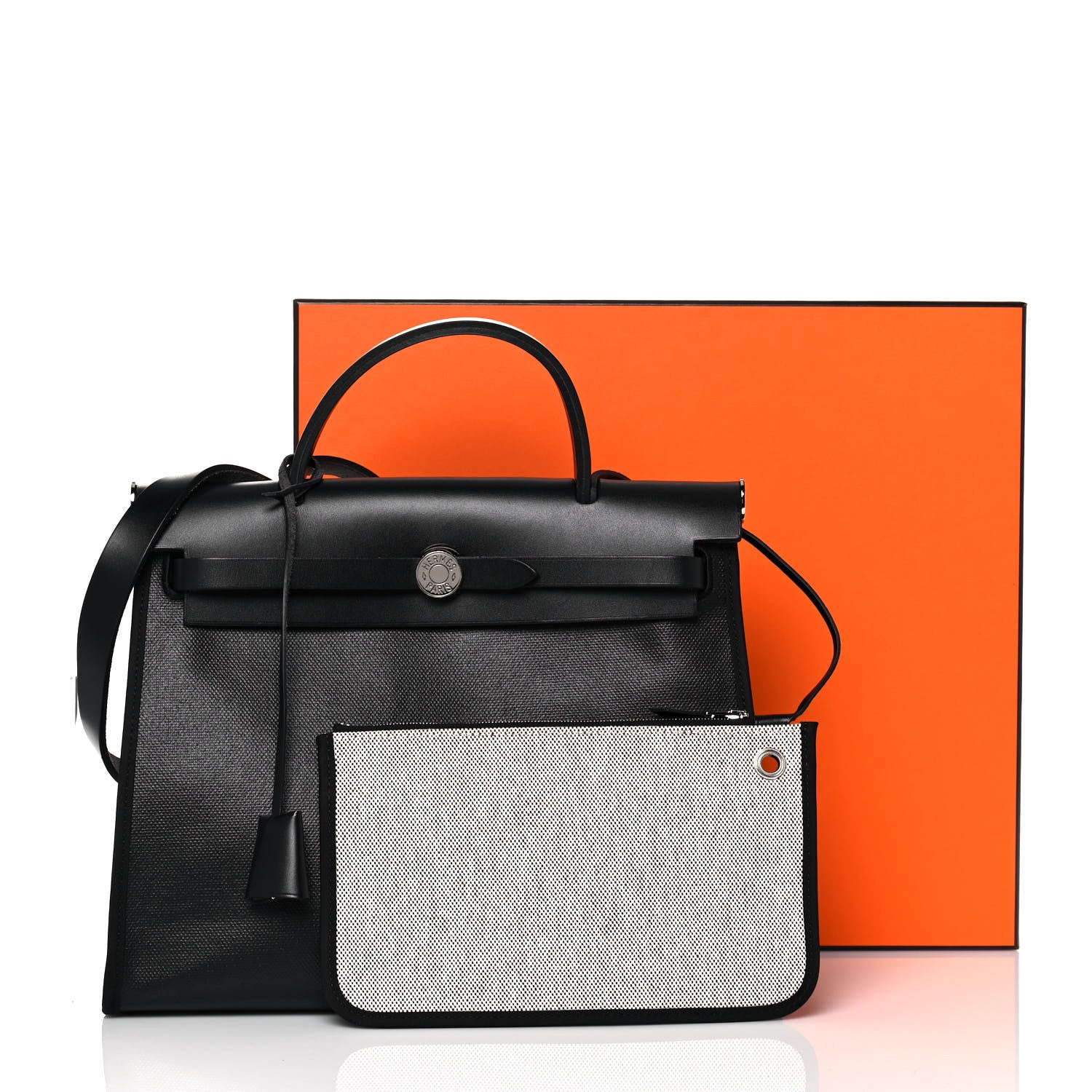 Hermes Toile H Berline Vache Hunter Herbag Zip PM 31 Black Ecru 13 of 13