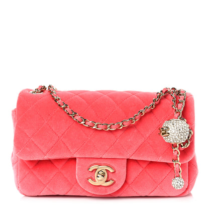 Chanel Velvet Quilted Mini Rectangular Pearl Crush Flap Coral 1 of 8