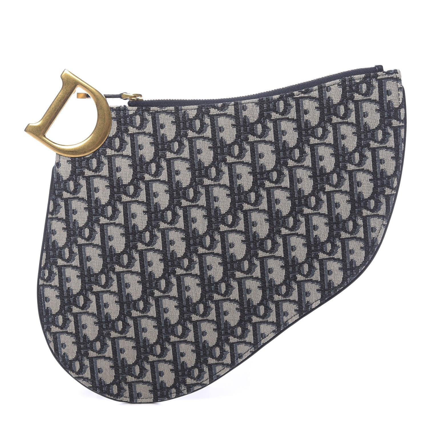 Christian Dior Oblique Saddle Pouch Clutch Blue 1 of 8