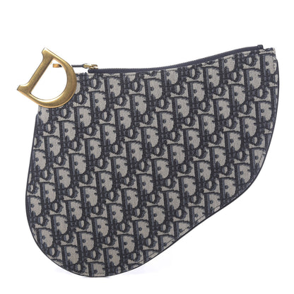 Christian Dior Oblique Saddle Pouch Clutch Blue 1 of 8