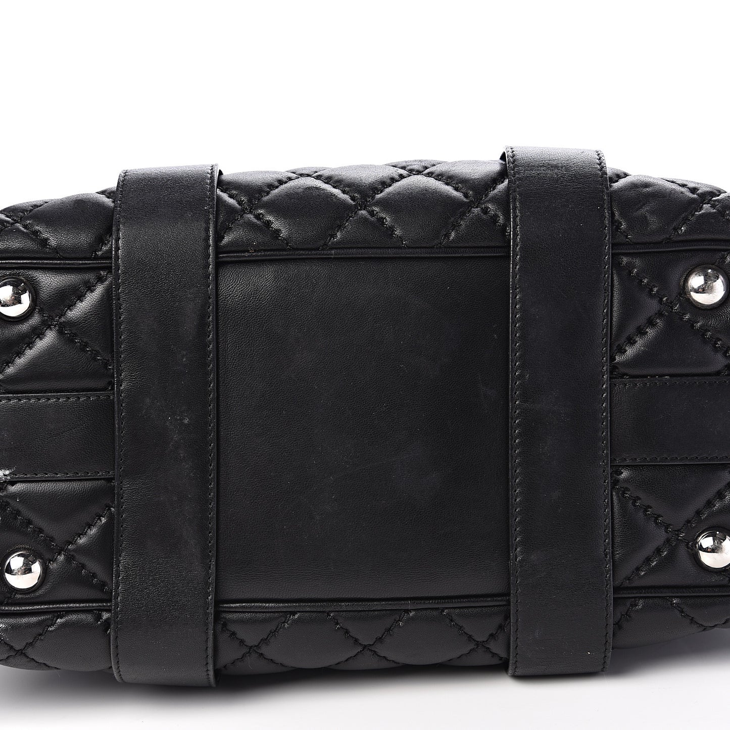Lambskin Quilted Large Easy Carry Shopping Tote Black