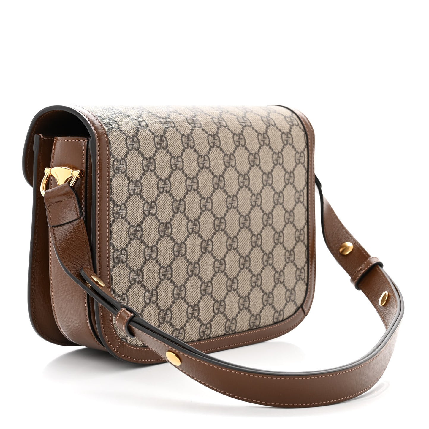 GG Supreme Monogram Horsebit 1955 Shoulder Bag Beige Brown Sugar