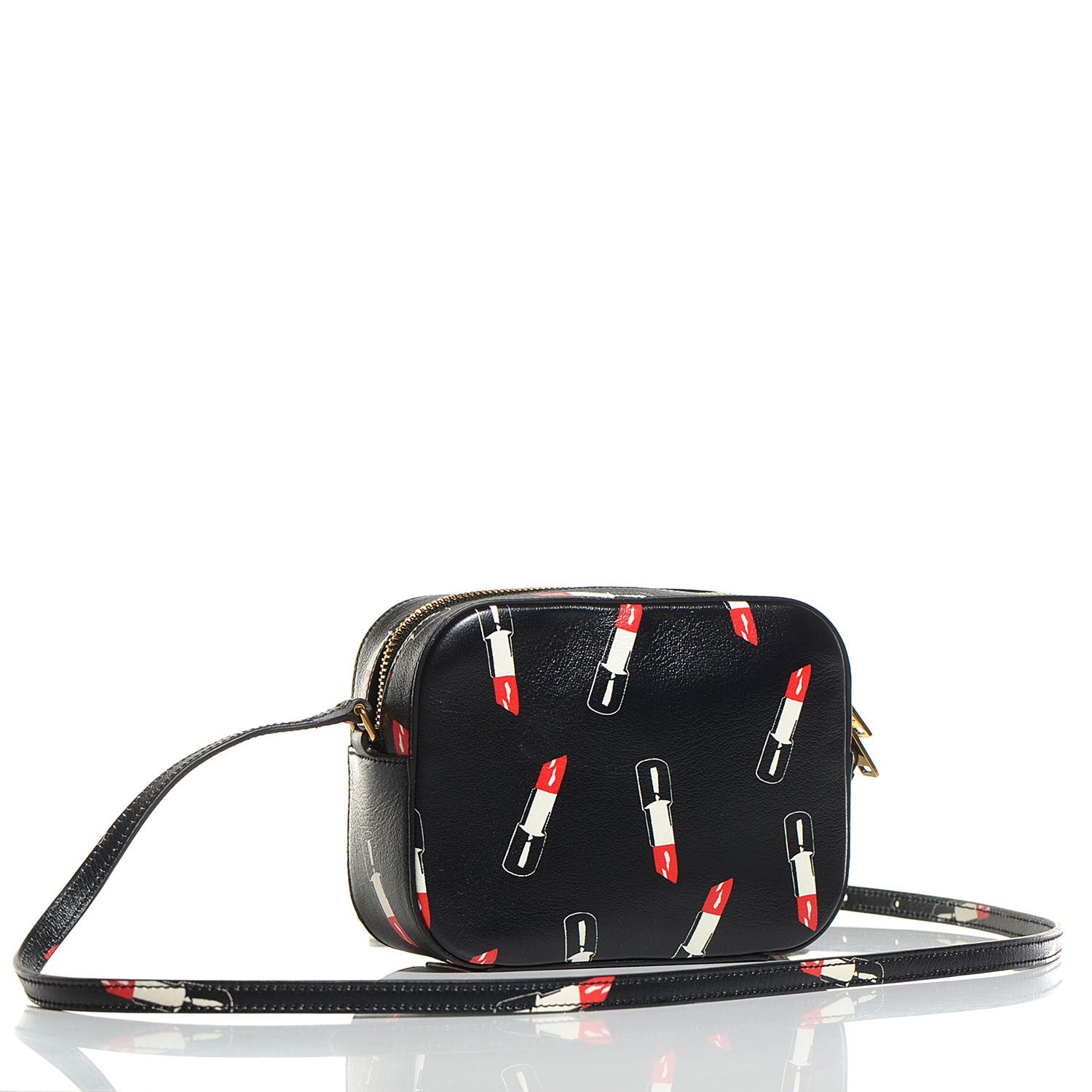 Saint Laurent Monogram Small Lipstick Print Leather Camera Bag Black 3 of 8