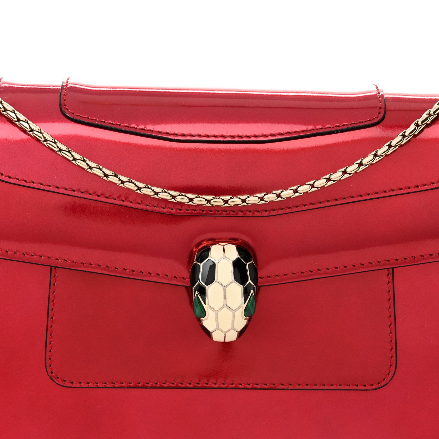 Bulgari Metallic Calfskin Serpenti Forever Shoulder Bag Red 7 of 10