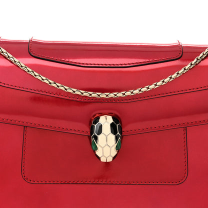 Bulgari Metallic Calfskin Serpenti Forever Shoulder Bag Red 7 of 10