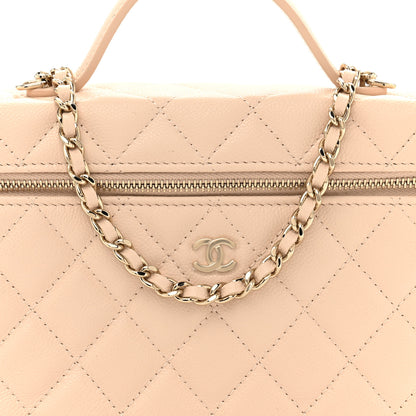 Chanel Caviar Quilted Top Handle Slim Vanity With Chain Beige 8 of 11
