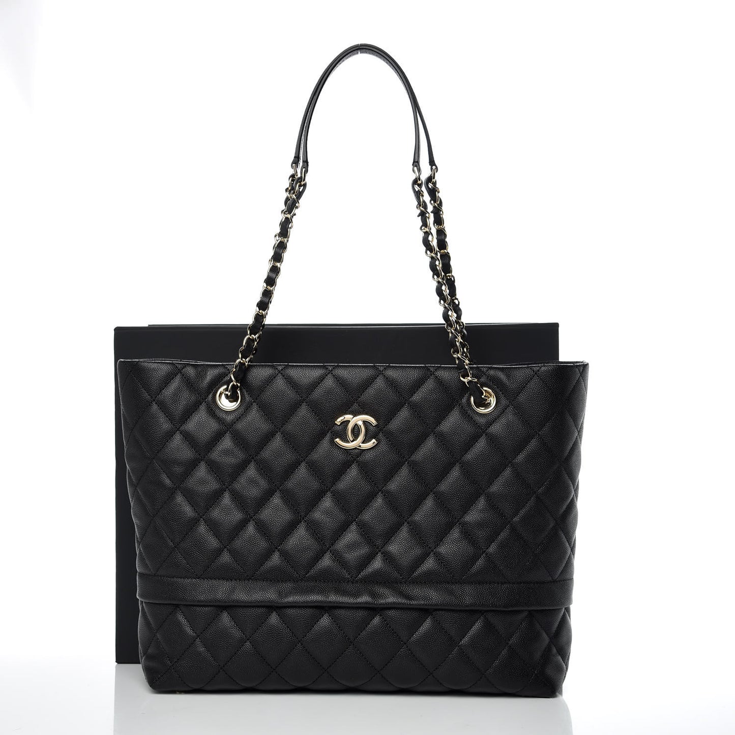 Caviar Quilted Rolled Up Tote Black