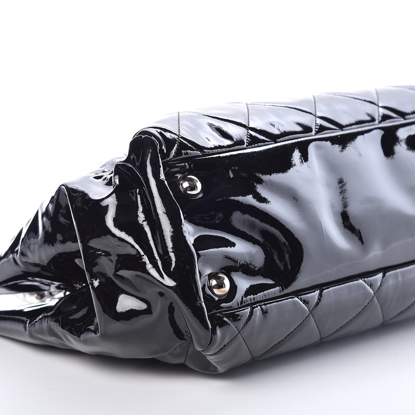 Patent Quilted Medium Cells Tote Black