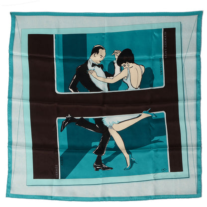 Hermes Silk Swinging Saint Germain Scarf 70 Ivory Marron Fonce Turquoise 2 of 6