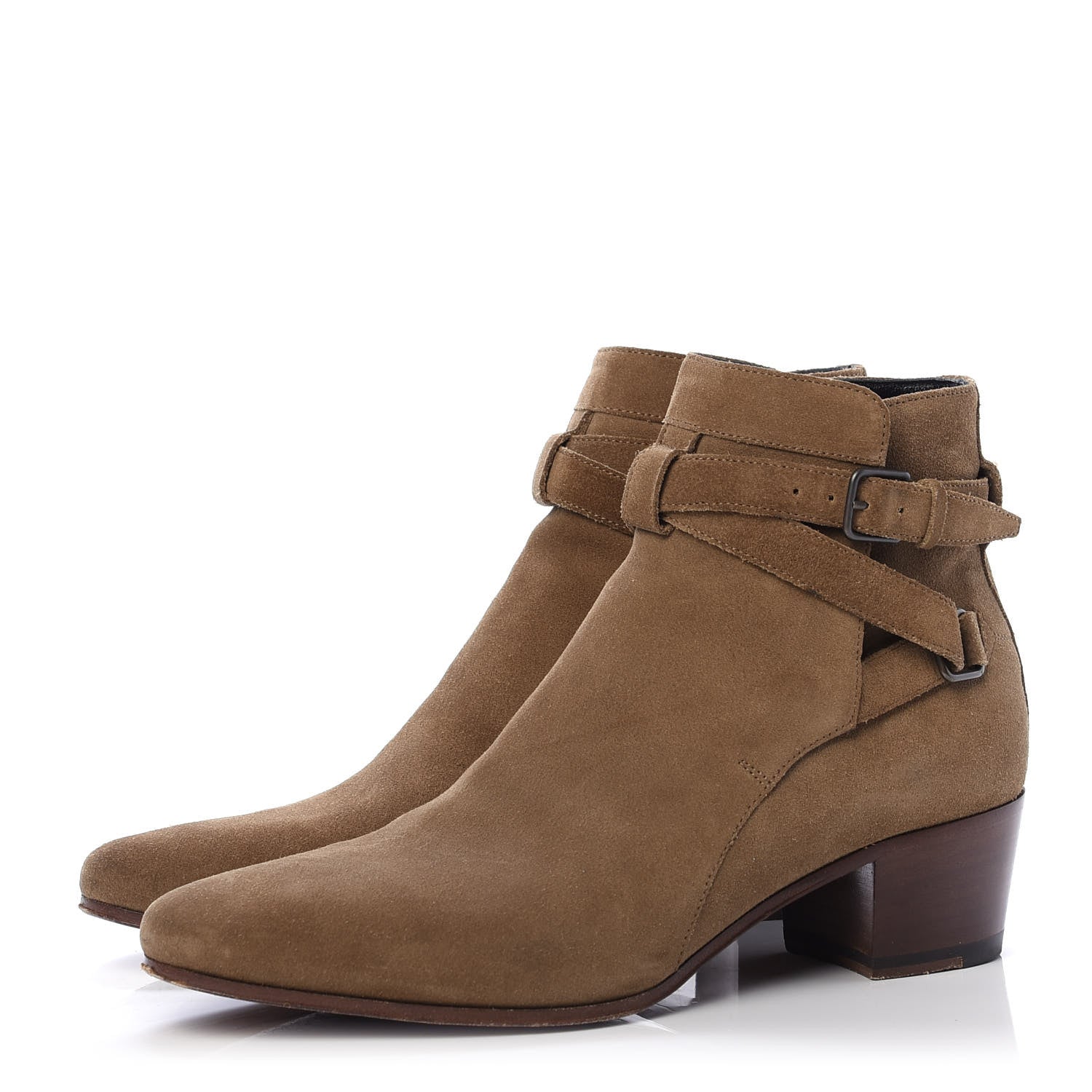 Saint Laurent Suede Womens Blake Ankle Boots 35.5 New Sigaro 3 of 11