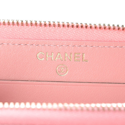 Chanel Caviar Chevron Quilted Medium Zip Around Wallet Pink 6 of 11