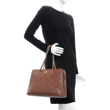 Chanel Metallic Caviar Quilted Shopping Tote Brown 3 of 17