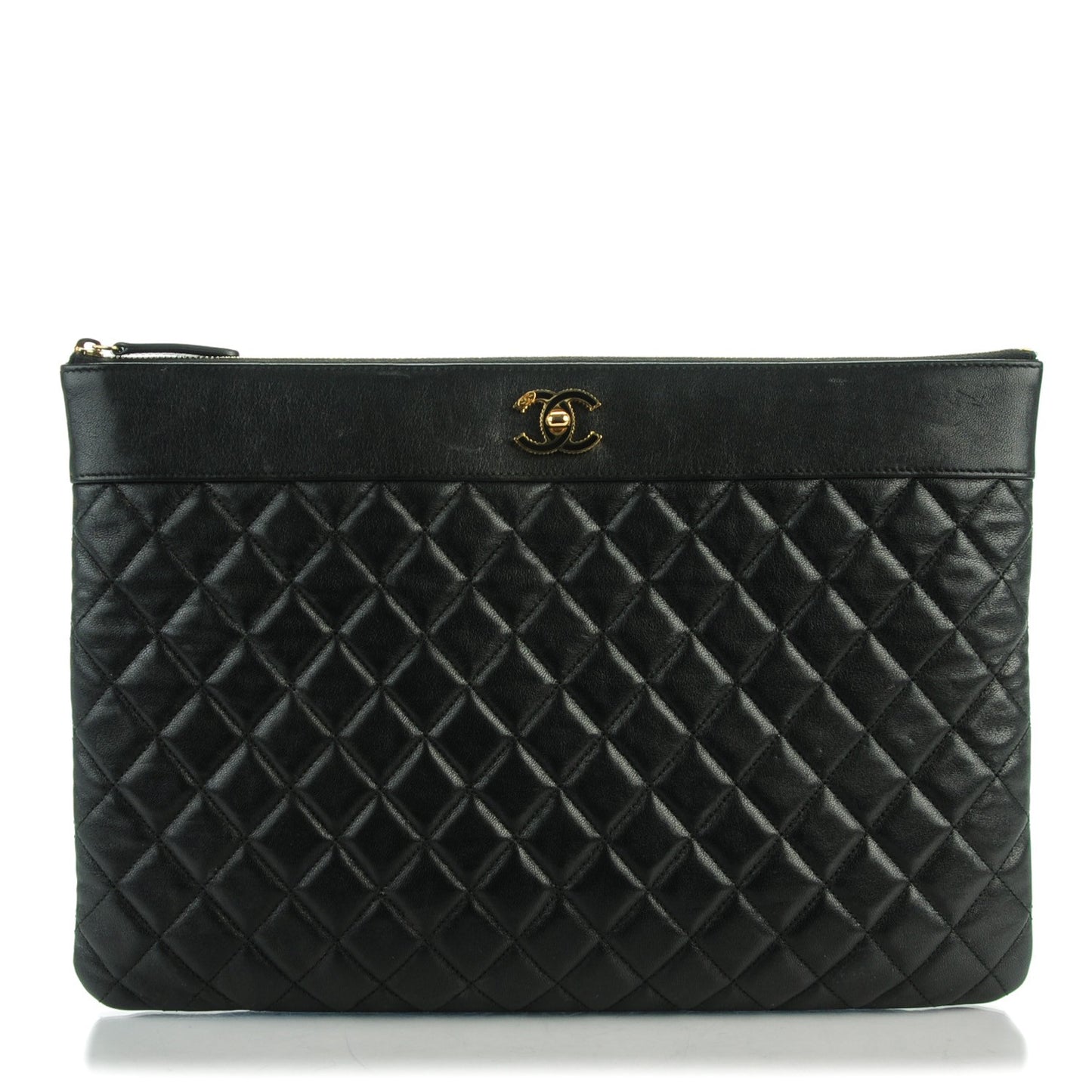 Sheepskin Quilted Large Cosmetic Case Black