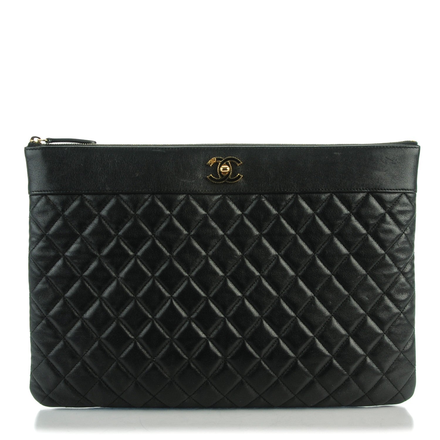 Chanel Sheepskin Quilted Large Cosmetic Case Black 1 of 7
