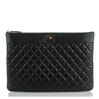 Chanel Sheepskin Quilted Large Cosmetic Case Black 1 of 7
