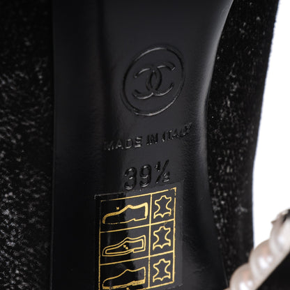 Chanel Iridescent Calfskin Pearl Lace Up Short Boots 39.5 Black 6 of 8