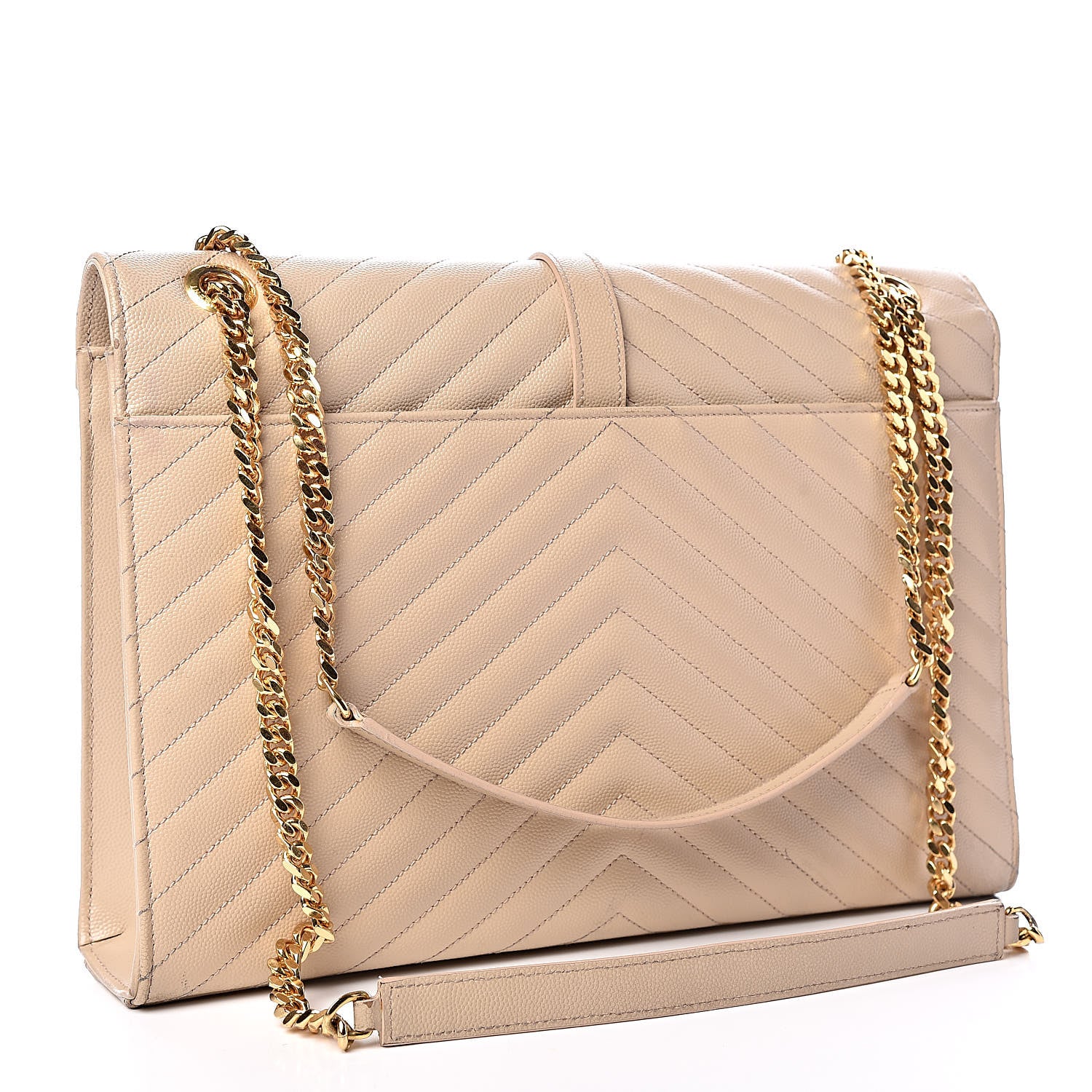Saint Laurent Grain De Poudre Matelasse Chevron Large Monogram Satchel Nude Powder 3 of 18
