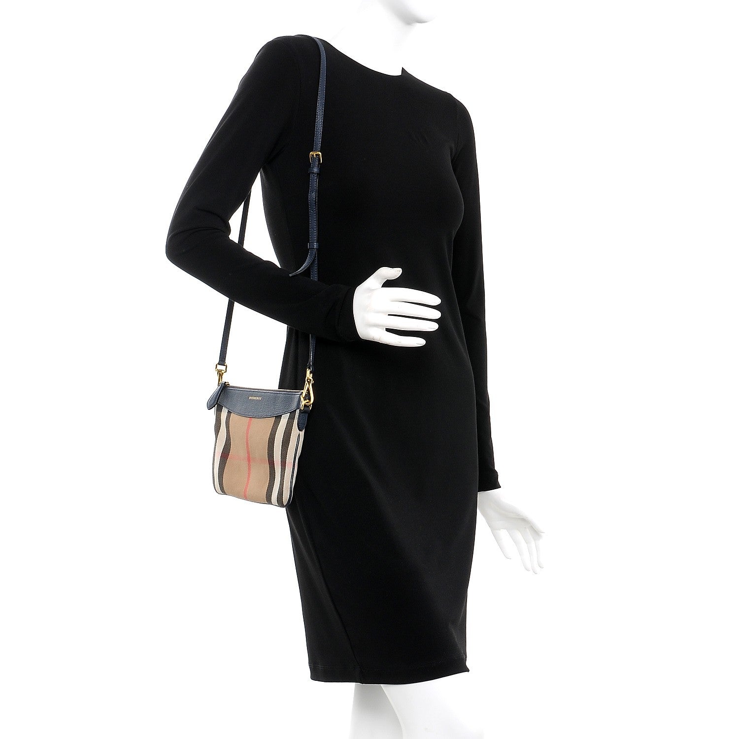 Burberry House Check Derby Peyton Crossbody Clutch Bag Navy 2 of 9