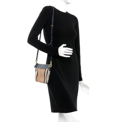 Burberry House Check Derby Peyton Crossbody Clutch Bag Navy 2 of 9