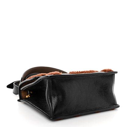 Fendi Agnello Old Shine Shearling F is Fendi Embossed Kan U Shoulder Bag Black Foresta 4 of 9