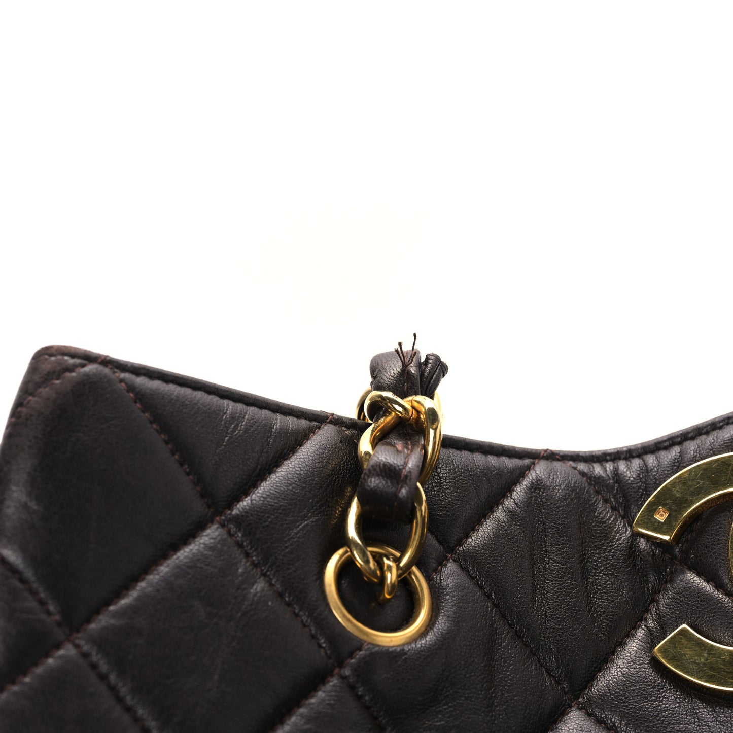 Lambskin Quilted Shopping Tote Brown