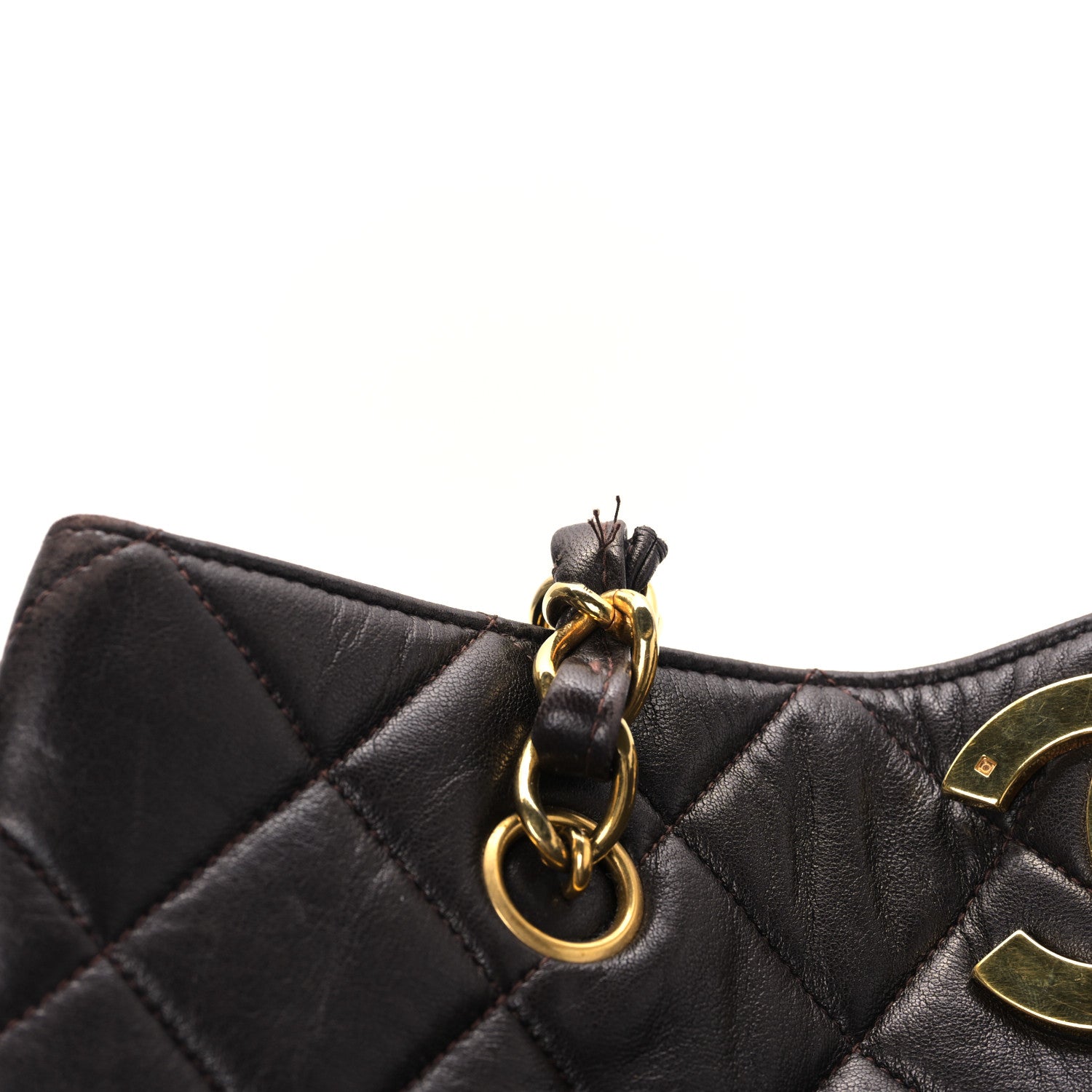 Chanel Lambskin Quilted Shopping Tote Brown 11 of 11