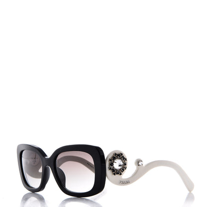 Prada Crystal Ornate Square Baroque Sunglasses White Black 1 of 11