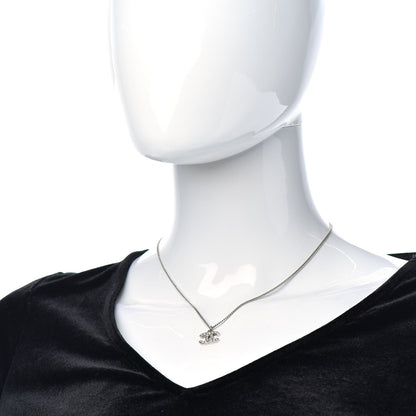 Chanel Crystal Timeless CC Necklace Silver 2 of 5