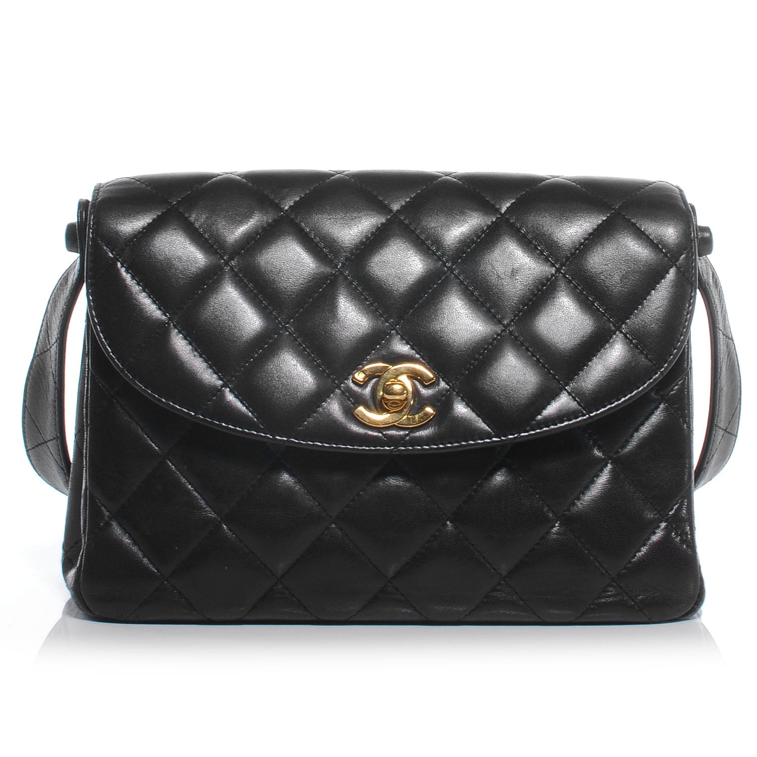 Chanel Leather Quilted Flap Shoulder Bag Black 1 of 7