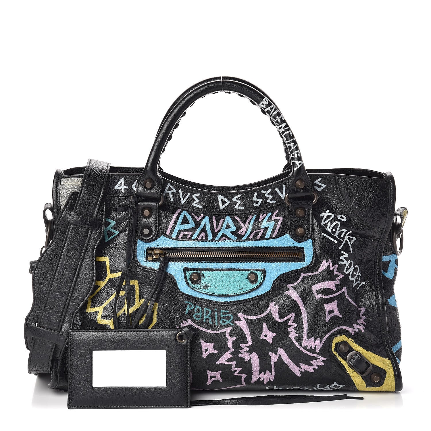 Balenciaga Agneau Graffiti All Over Classic Hardware City Black Multicolor 1 of 10