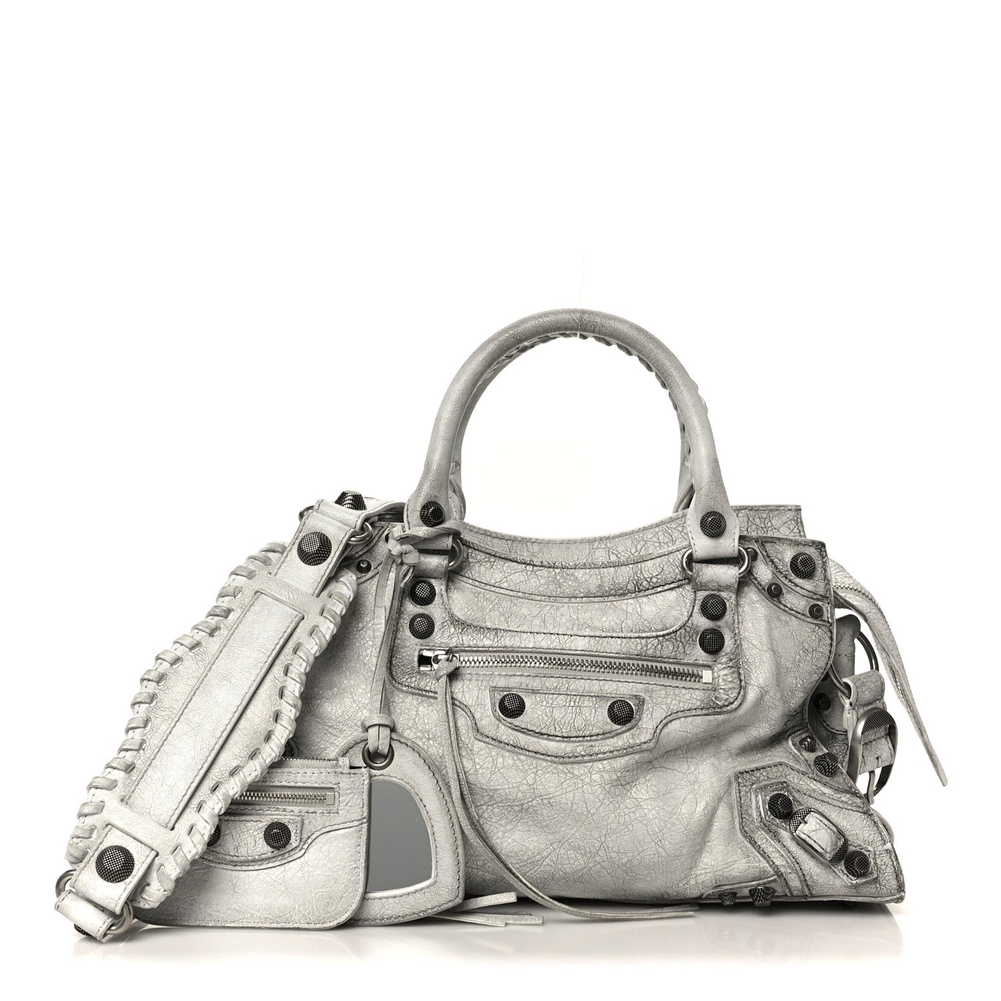 Agneau Arena Dirty Effect Arena Small Neo Cagole City Handbag Optic White