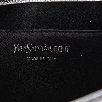 Saint Laurent Metallic Calfskin Monogram Large Belle De Jour Clutch Silver 6 of 7