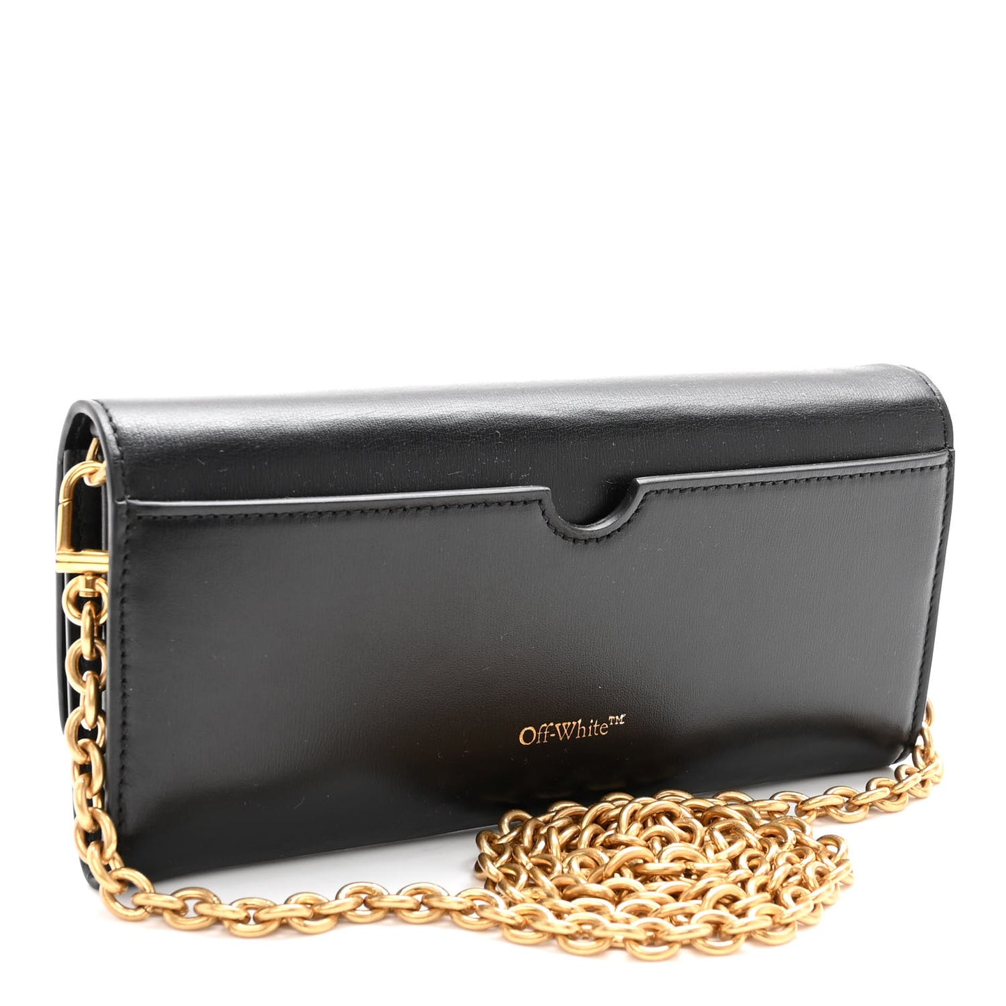 Calfskin Jitney Logo Flap Wallet On Chain Black