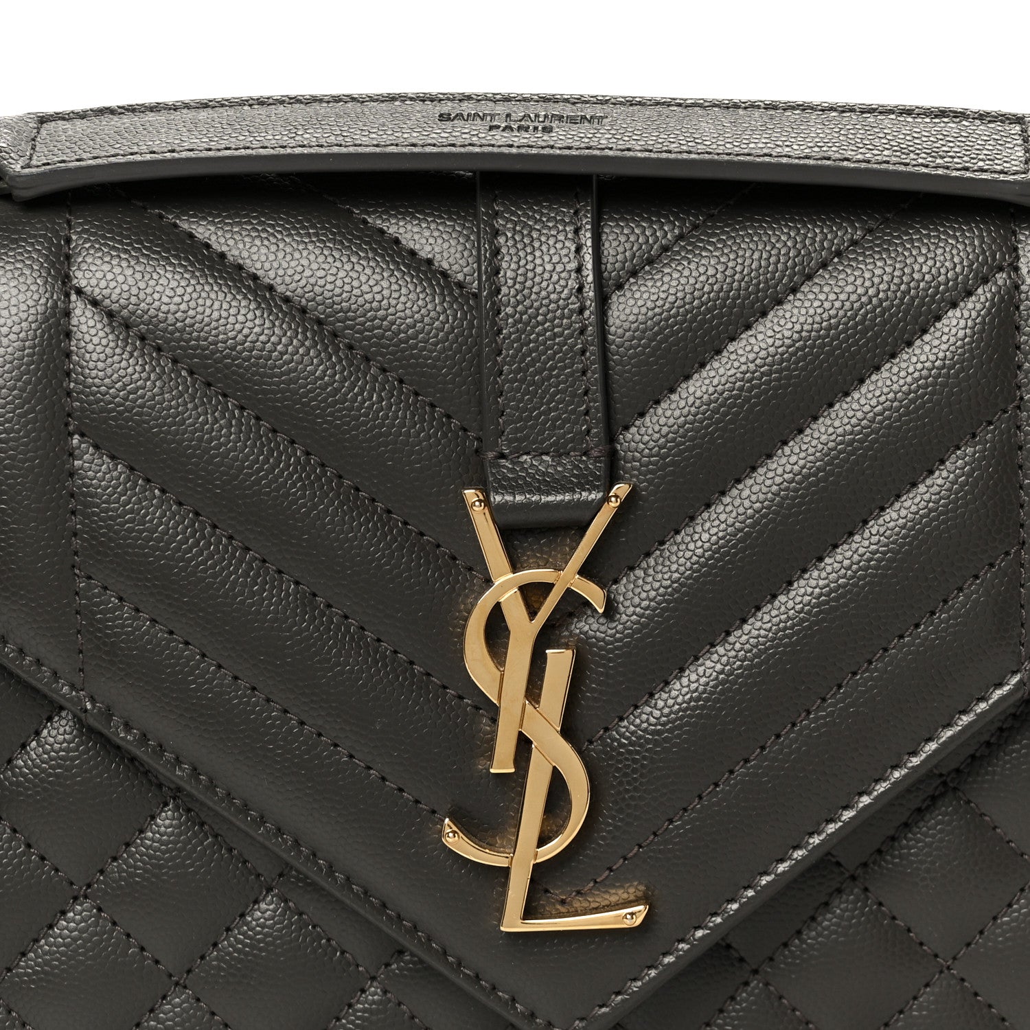 Saint Laurent Grain De Poudre Textured Mixed Matelasse Triquilt Medium Monogram Satchel Pebble 9 of 11