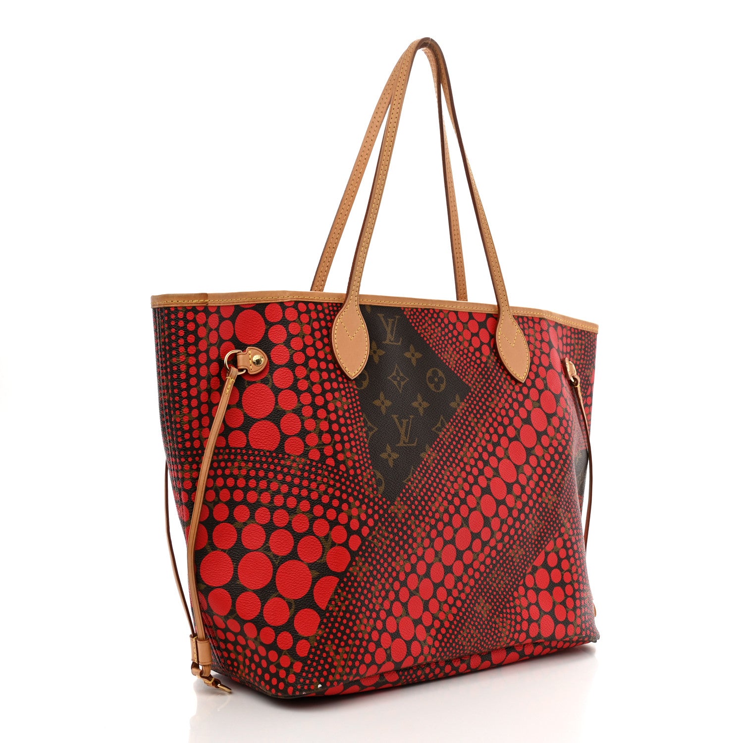 Louis Vuitton Monogram Kusama Waves Neverfull MM Red 3 of 12