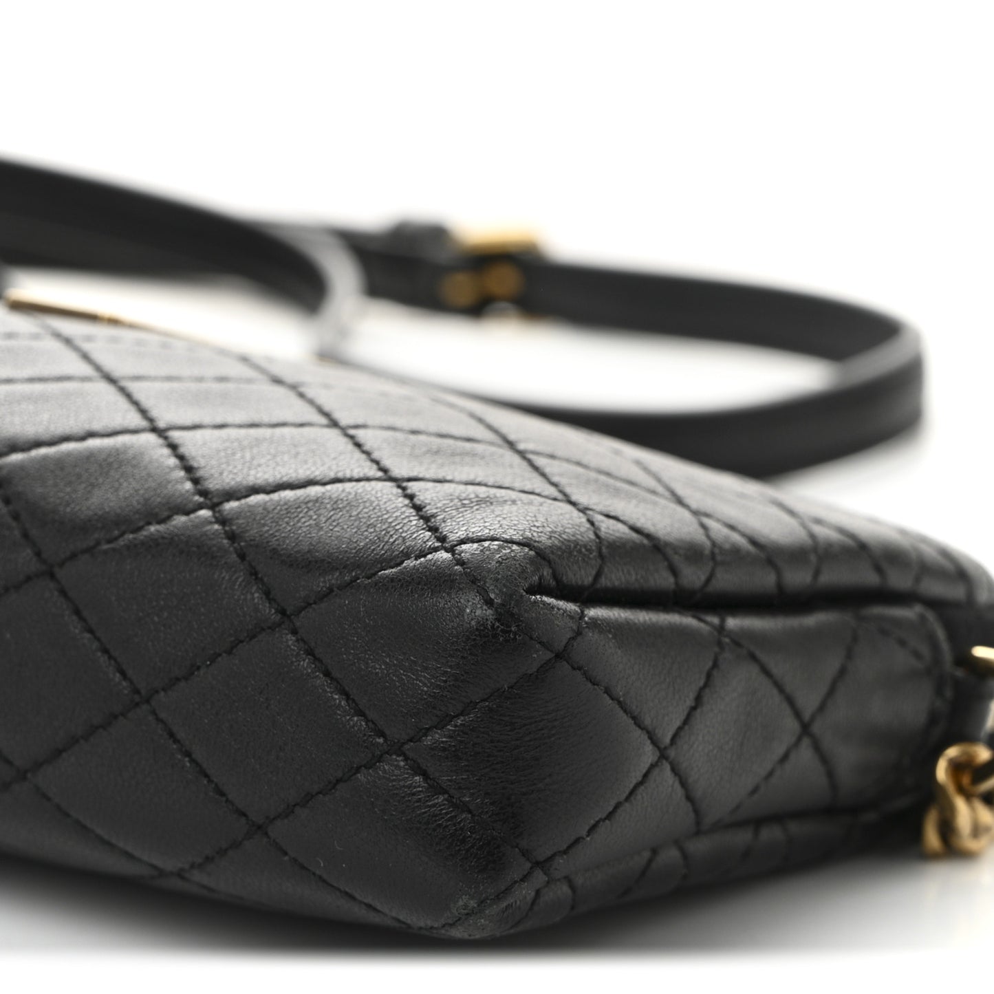 Lambskin Quilted Gaby Zipped Pouch Black