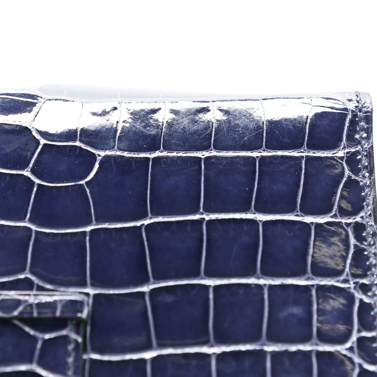 Shiny Alligator Bearn Compact Wallet Bleu Electrique