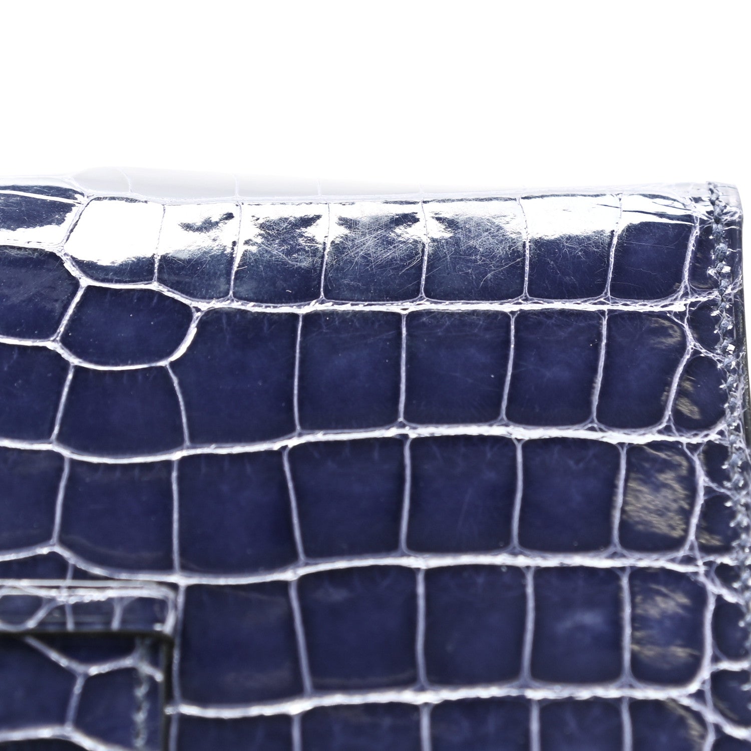 Hermes Shiny Alligator Bearn Compact Wallet Bleu Electrique 12 of 13