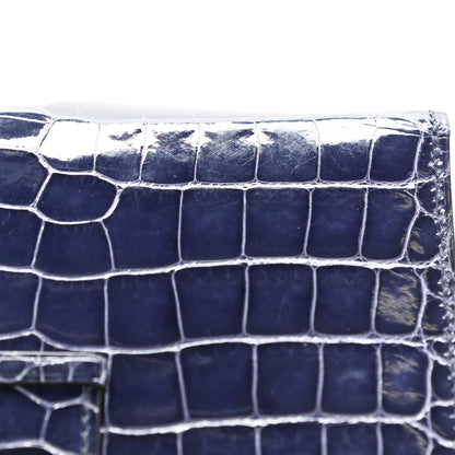 Hermes Shiny Alligator Bearn Compact Wallet Bleu Electrique 12 of 13