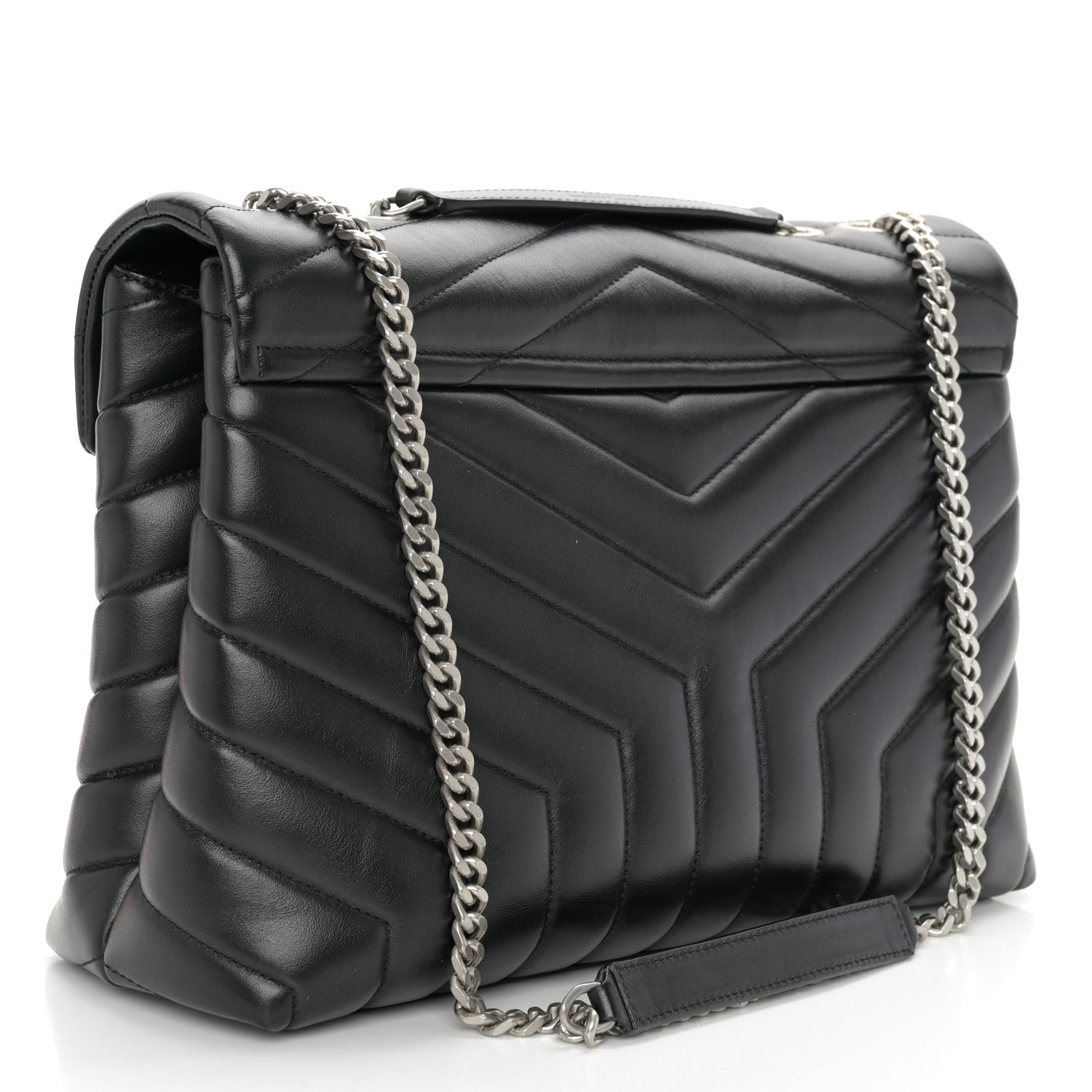 Saint Laurent Calfskin Y Quilted Monogram Medium Loulou Chain Satchel Black 3 of 9