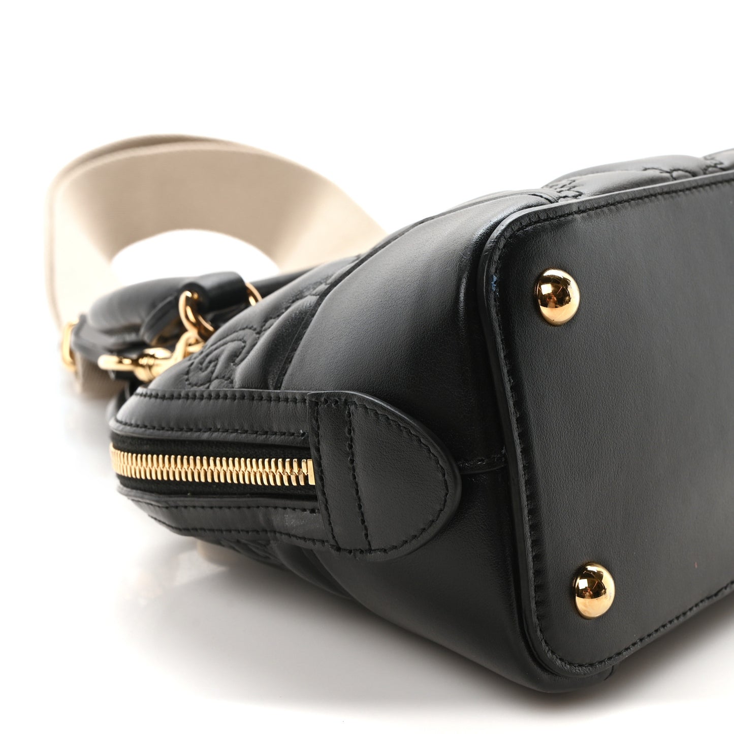 Calfskin GG Matelasse Mini Top Handle Bag Black