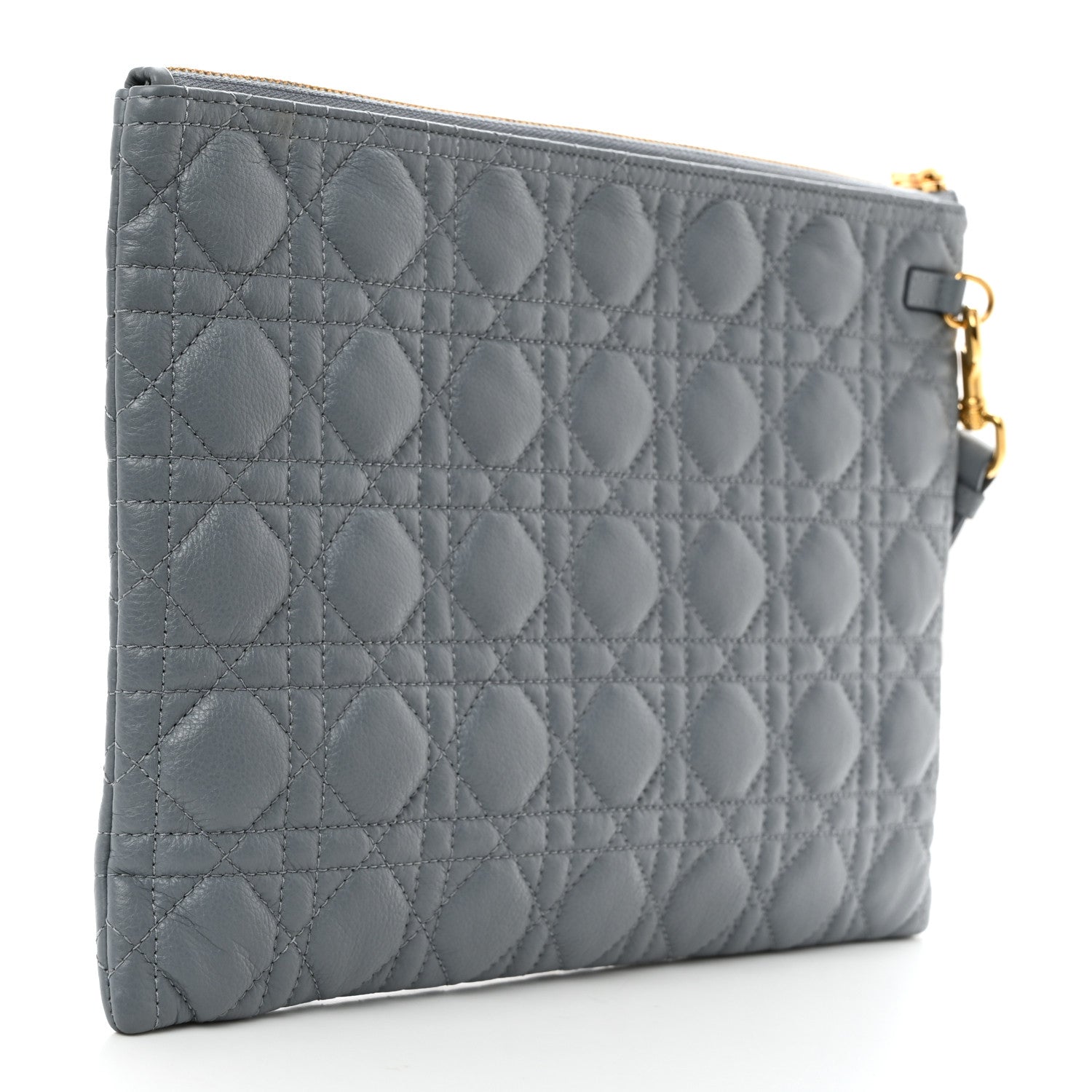 Christian Dior Supple Calfskin Cannage Large Caro Daily Pouch Cloud Blue 3 of 7