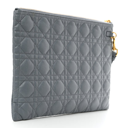 Christian Dior Supple Calfskin Cannage Large Caro Daily Pouch Cloud Blue 3 of 7