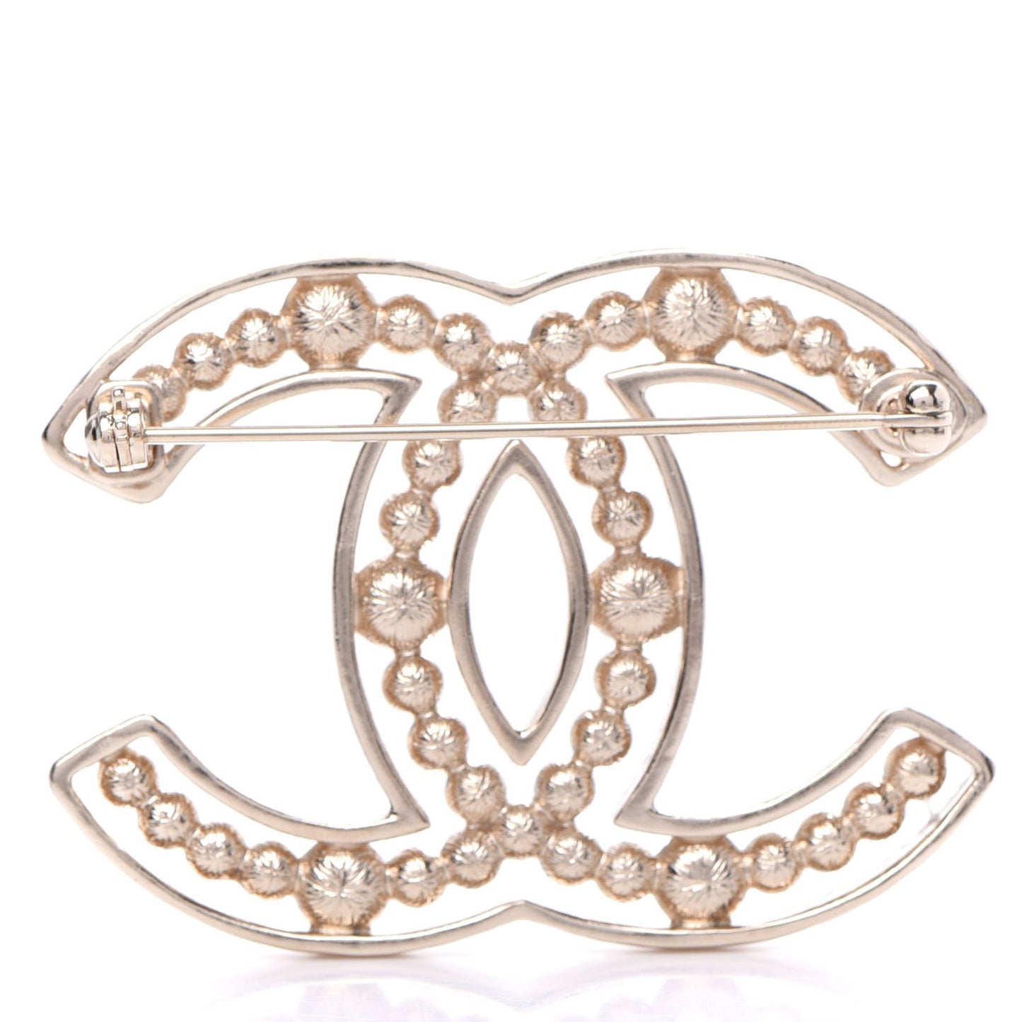 Pearl Crystal Sparkling Pearls CC Brooch Gold